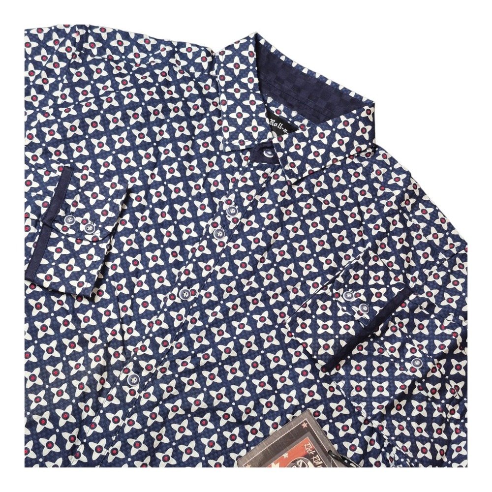 Rock Roll n Soul Mens M Station to Station Textured Geometric Button Shirt NWT